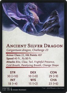 Ancient Silver Dragon - Stats - Commander Legends: Battle for Baldur's Gate - Art Series