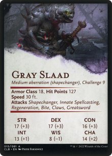 Gray Slaad - Stats - Commander Legends: Battle for Baldur's Gate - Art Series