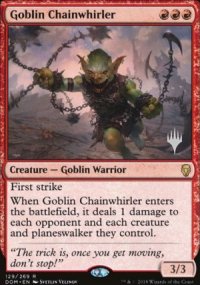 Goblin Chainwhirler - Planeswalker symbol stamped promos